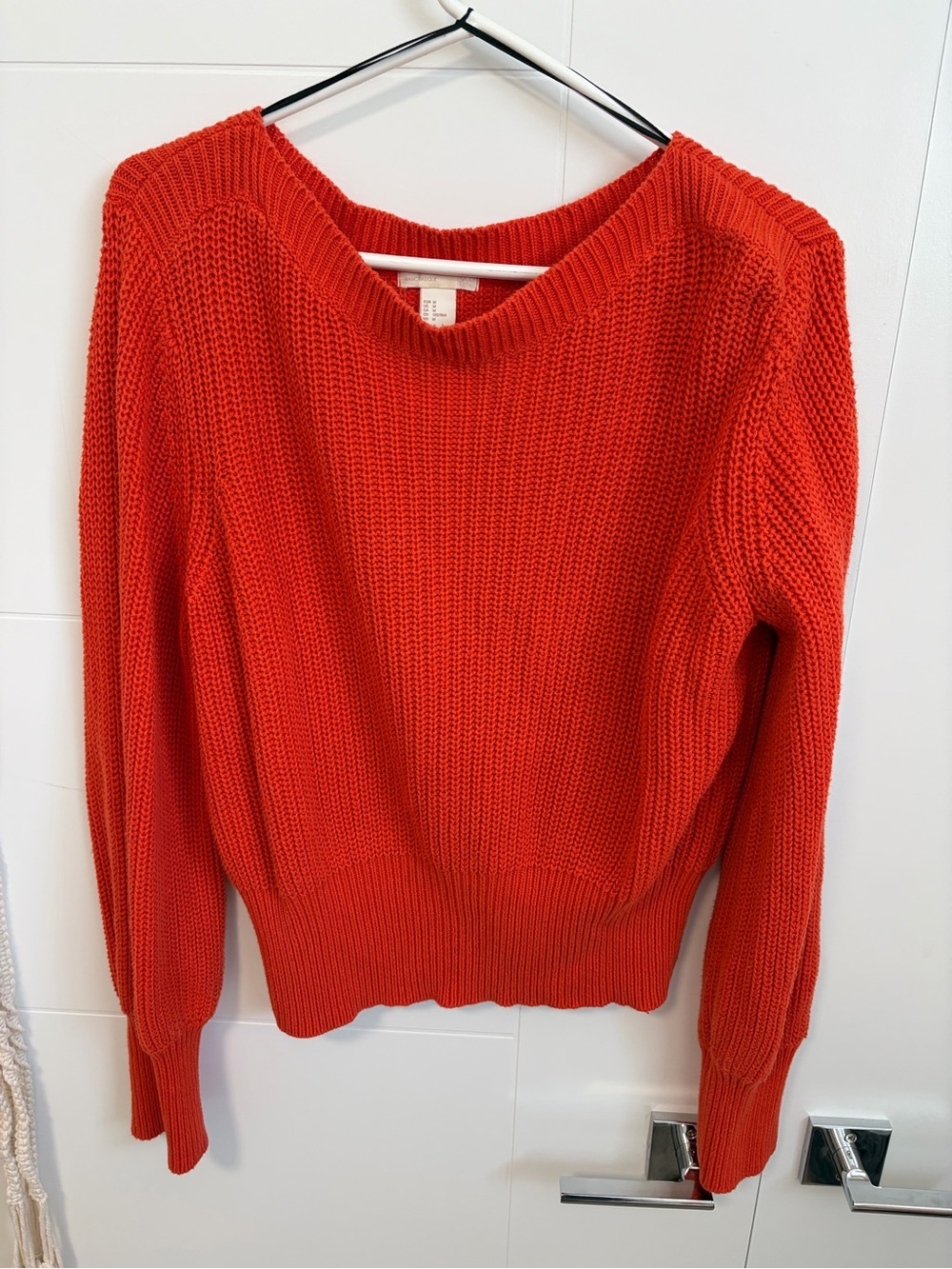 H&M Bright Orange Ribbed Knit Crewneck Sweater